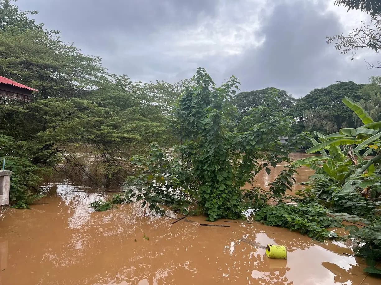 Ping River during flooding in Chiang Mai